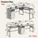 Khairi 60'' L-Shaped Lift Top Desk with Storage Cabinet, Executive Desk with Open Compartments and Adjustable shelfs