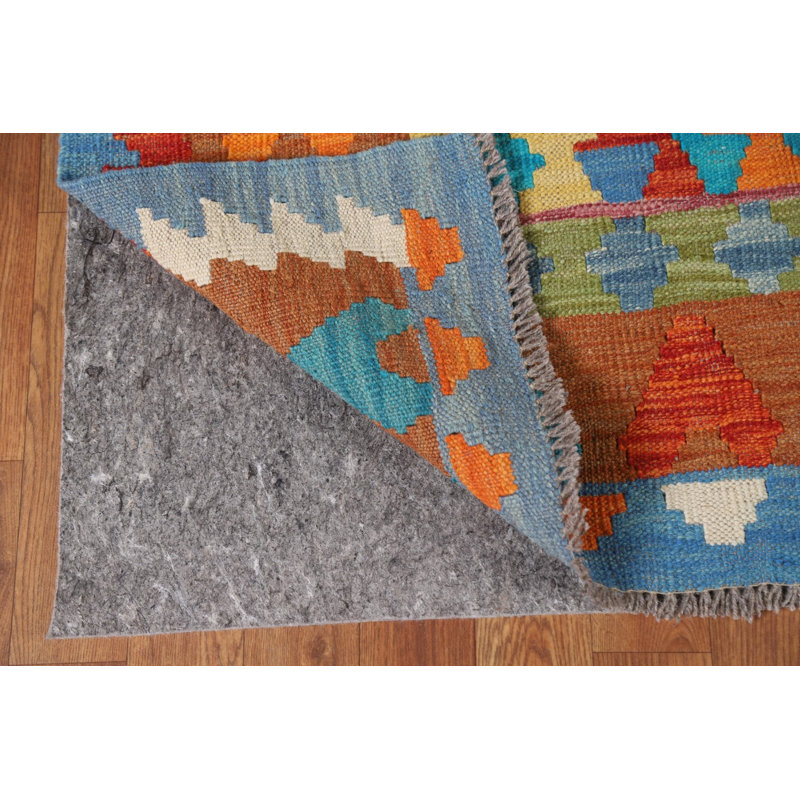 Tapis de salon multicolore en laine Kilim 7 x 10
