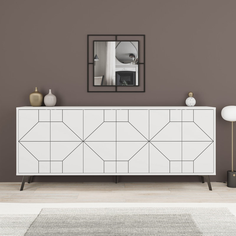 Catena Modern Console Table, White & Gold, 100% Melamine Coated Particle Board, Thickness: 0.7 inches | Stylish Design with 27.0 in Shelf Height | Perfect for Living Room, Entryway, and Home Decor