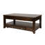 Table basse contemporaine à plateau relevable avec tiroir et tablette en bois de cerisier foncé 1 pièce