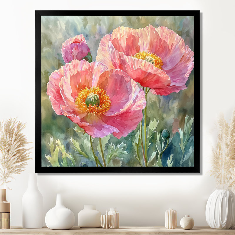 Pivoine d'été dans la brise - coquelicots, art mural, Reproduction encadrée d'une seule photo, Noir, noir, noir, noir