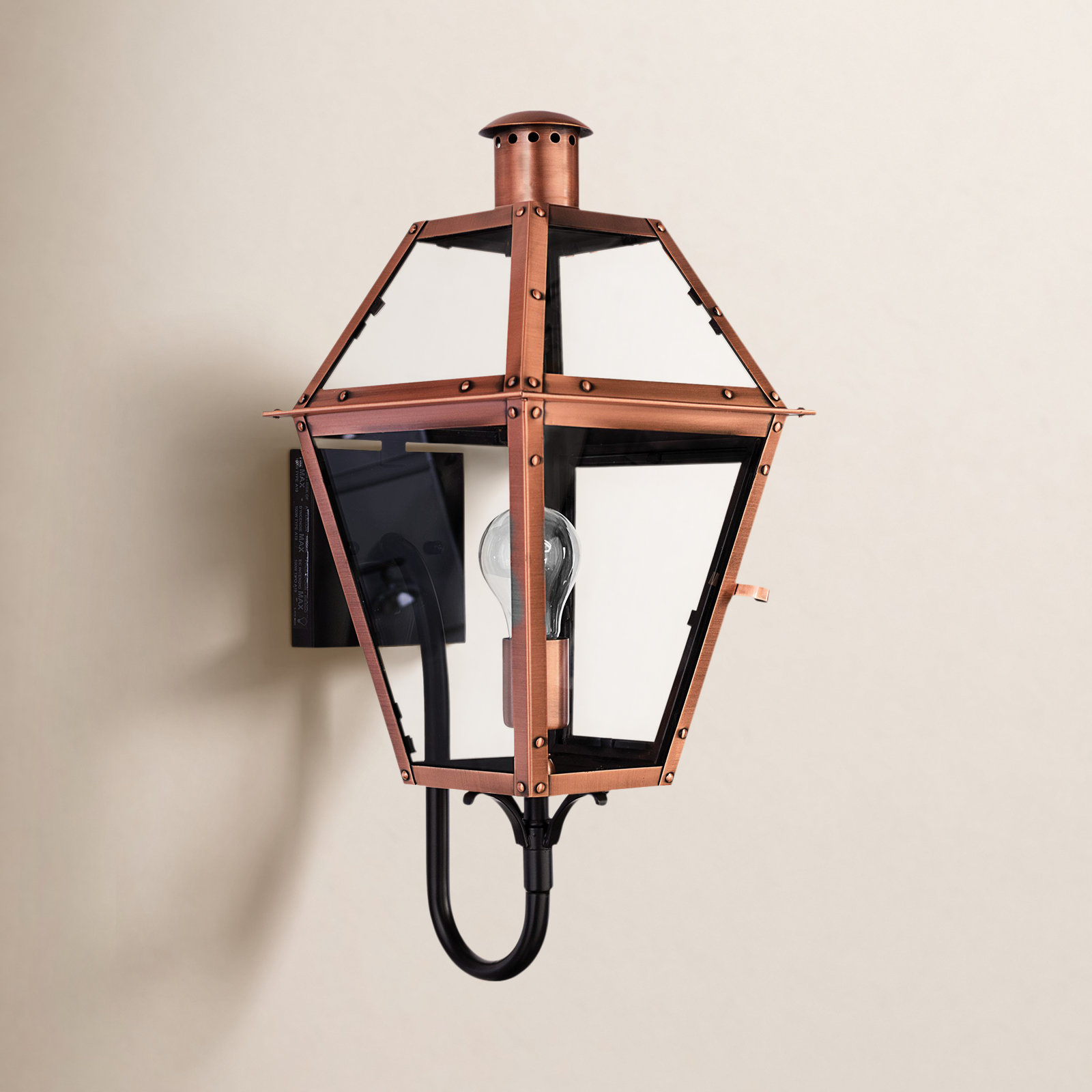 Amber Single Light Empire Outdoor Wall Light, Aged Copper