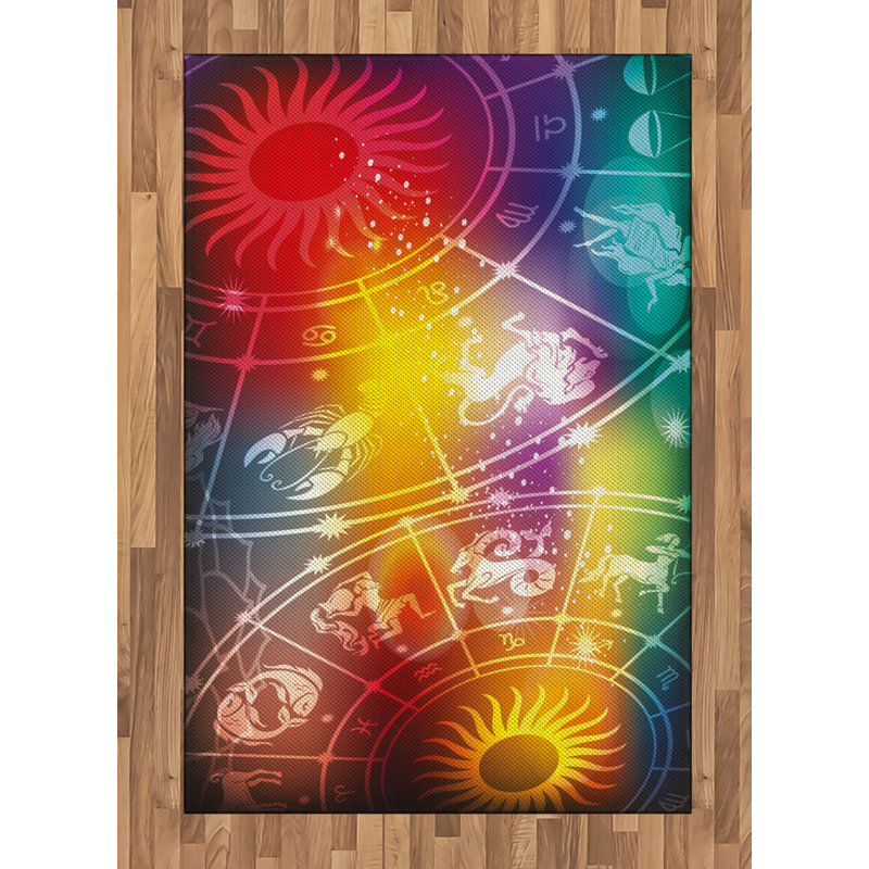 Astrology High Density Long Fiber Poly Threads Decorative Area Rug Carpet, Rectangle 4' x 5'8"