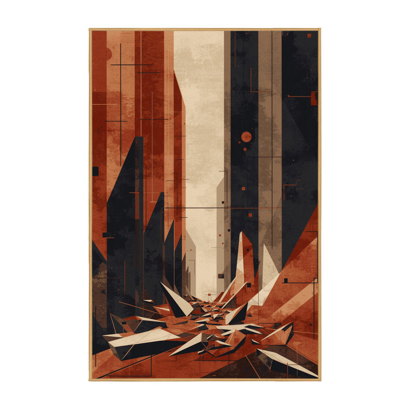 Tapis brun moderne lavable à la machine Warmley Dystopian Market Scene, 7 x 9
