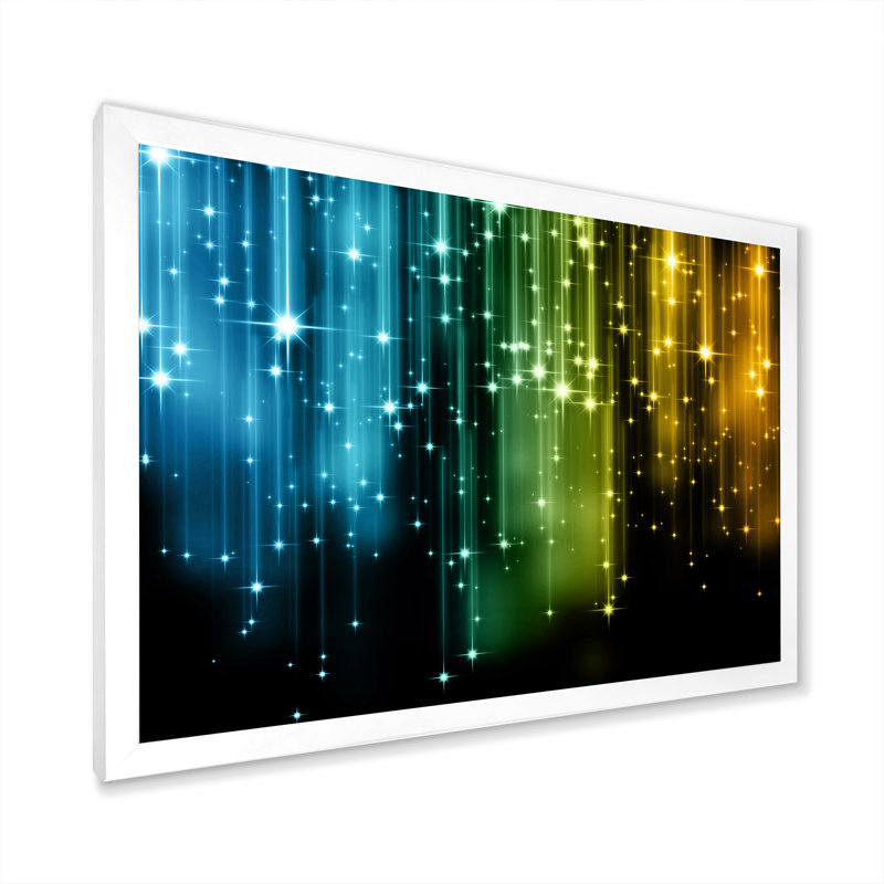 «Glowing Lights Matrix Art», reproduction sur toile, H 12 po x l 20 po x P 1 po, Cadre de coin blanc fermé
