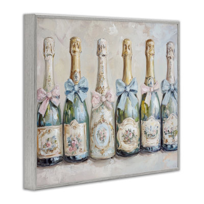 Giclée encadrée victorienne avec bouteilles de champagne, design par Petal Prints Design