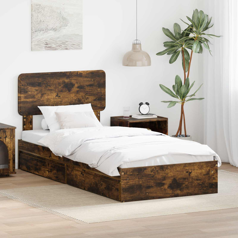 Bed, Smoked Oak, European Single (90 x 200 cm)