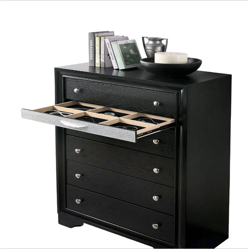 Sana 6-Drawer Rectangular Chest, Black