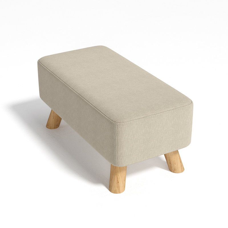 Arturo 57cm Wide Rectangle Solid Colour Footstool Ottoman, Cream