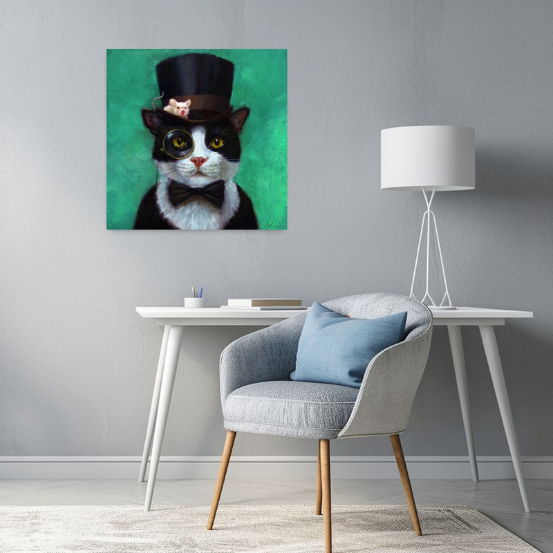 Art urbain contemporain de chat tuxedo, H 24 po x l 24 po