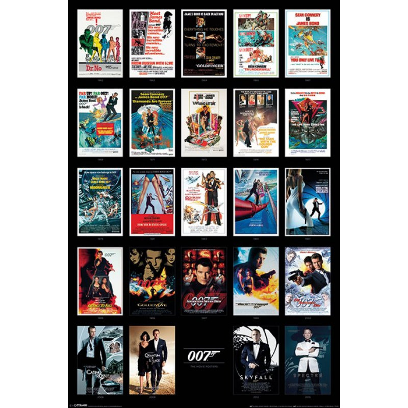 James Bond - 24 affiches de cinéma, impression d'affiche (24 x 36)