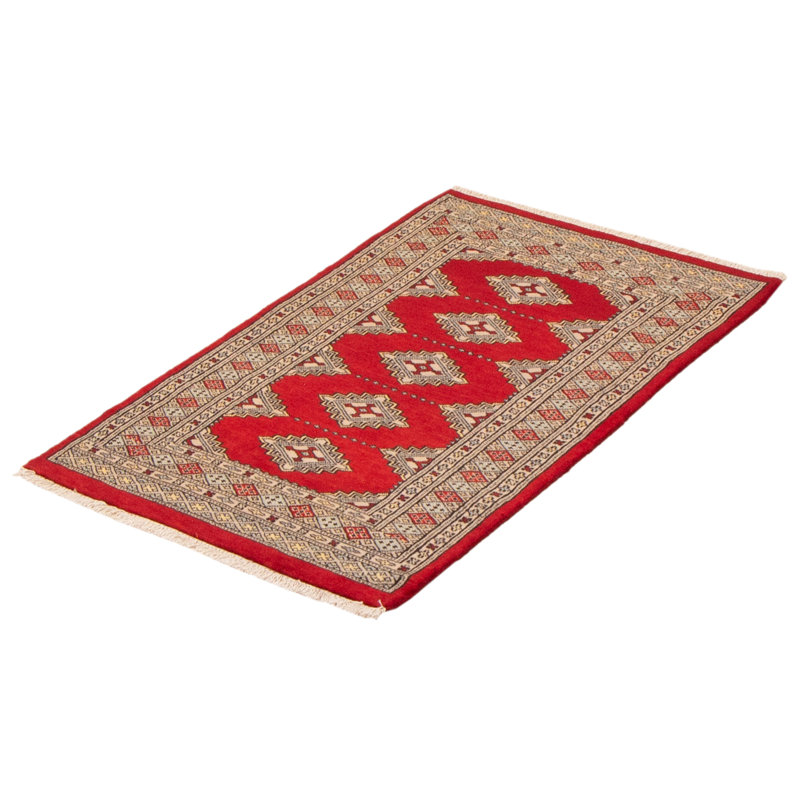 Tapis rouge foncé Malci Peshawar Bokhara 2 pi 6 po x 3 pi 10 po