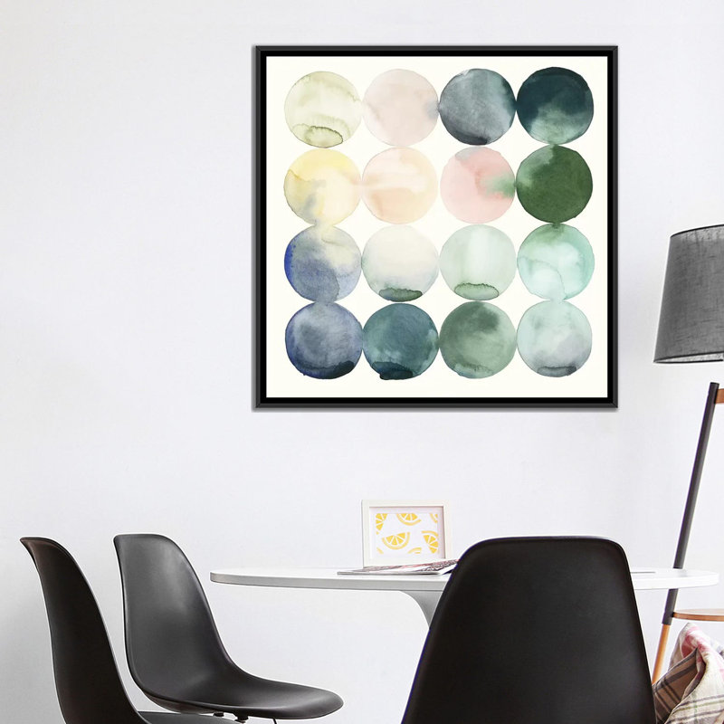 « pastel cerceaus ii », impression sur toile, H 26 po x l 26 po x P 1,5 po, Toile avec cadre noir, Pas de tapis