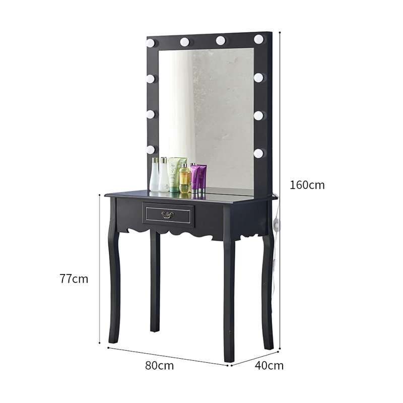Cronk Dressing Table with Mirror, Black