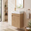 [Viedo] Meuble-lavabo flottant de 15,7 po avec lavabo SMC réversible, armoire en panneau de fibres à densité moyenne à devant ondulé, conception sans poignée à ouverture par pression, charnières à fermeture en douceur