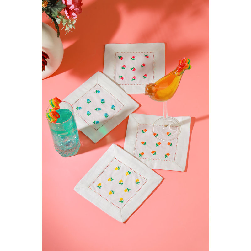 Ensemble de 4 serviettes de table en lin Petite Blooms