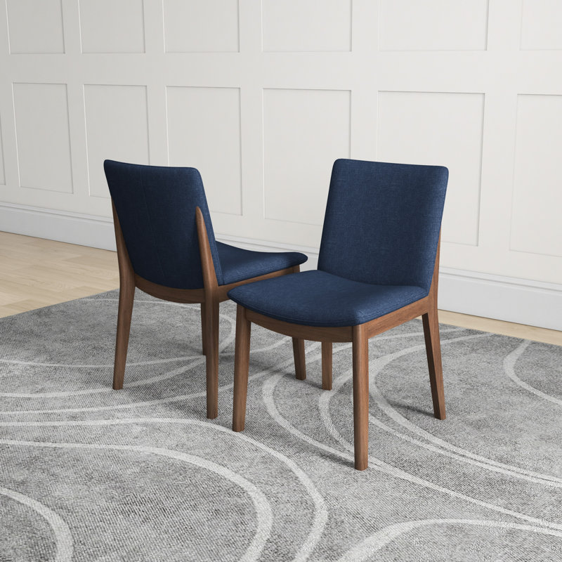 Chaise parsons rembourrée en lin Barriento, Lin bleu