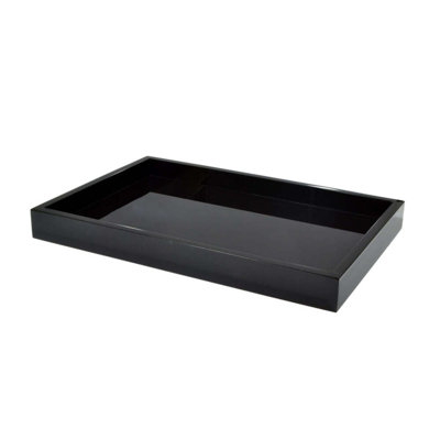 Plateau de rangement de comptoir Mike + Ally Luxury Ice Black Lucite grand format pour salle de bain et chambre