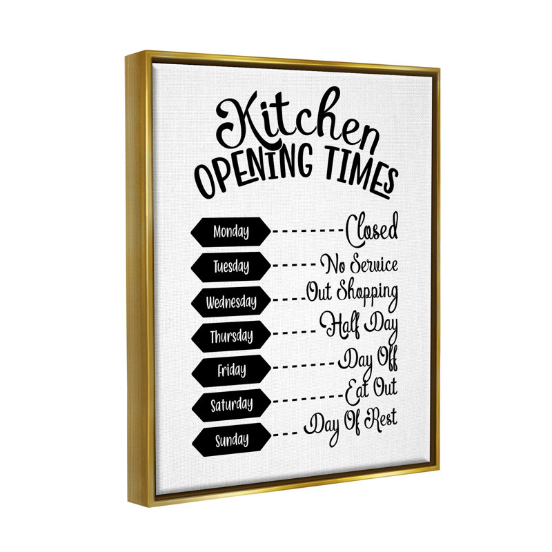 «Kitchen Kitchen Times», texte humoristique antique par lettré et doublé - reproduction sur toile flottante