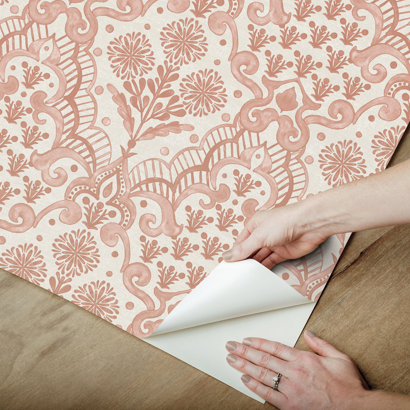 Papier peint auto-adhésif Brownstone Blooms Clay, Rose