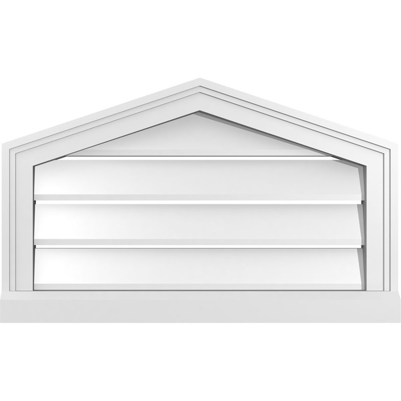 Peaked Top Surface Mount Signature Urethane Functional Gable Vent 4/12 Pitch, Primed Tan, 16" H x 26" W x 2" D
