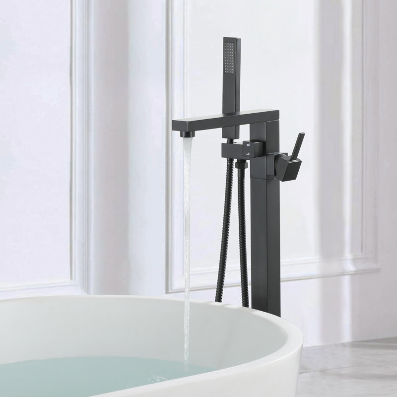 1 Handle Floor Clawfoot Tub Faucet with Diverter, Matte Black