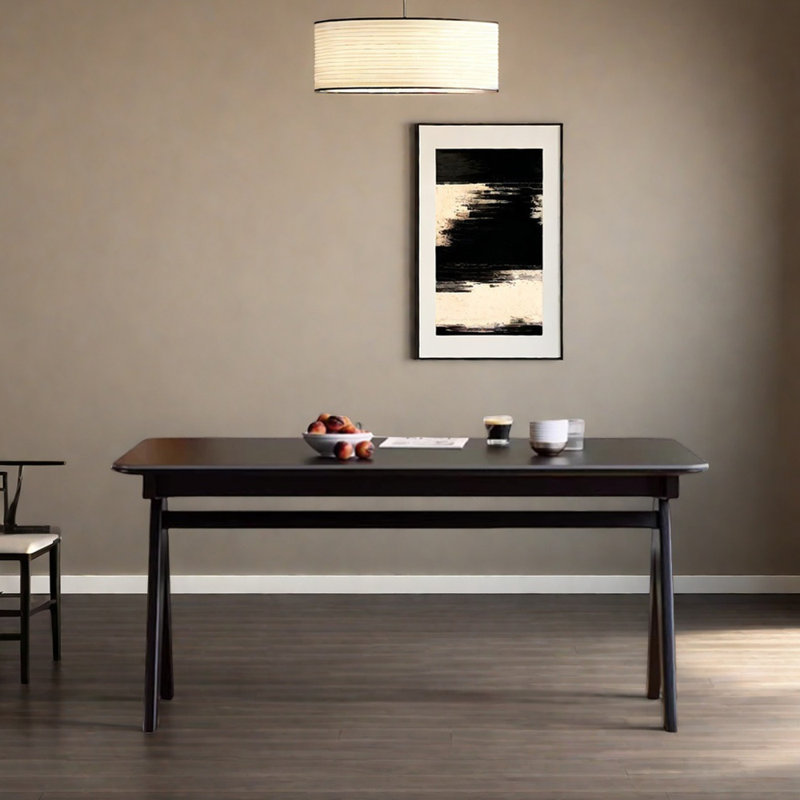 Black Retro Design Rectangular Dining Table,  29.52"H x 62.99"L x 31.49"W