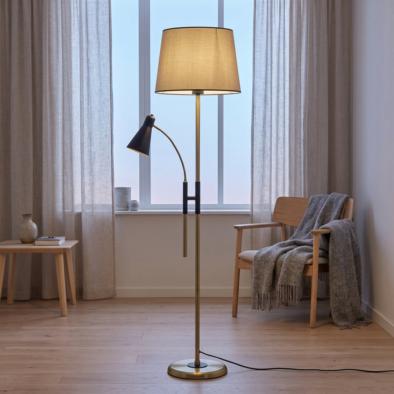 Cascade Wicker Drum Shade Floor Lamp