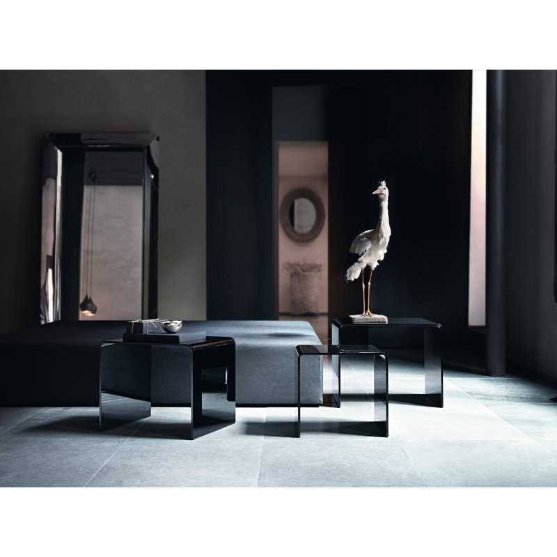 Semaj Glass Top Sled End Table, 55.5 cm