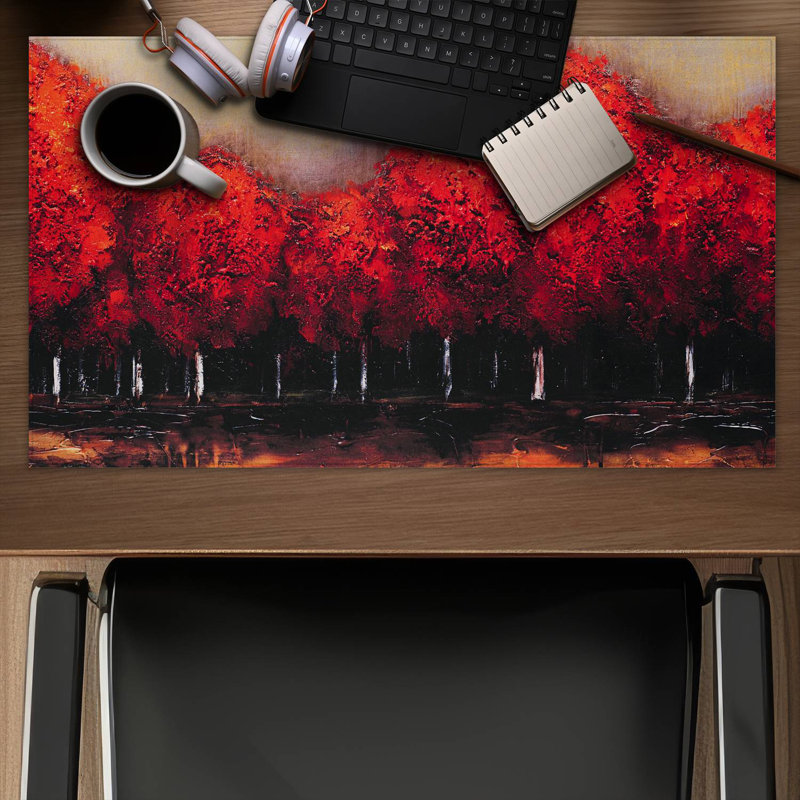 Red dark trees - 14.00"x24.25" Desk mat