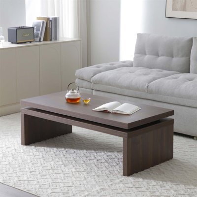 Table basse rectangulaire en bois naturel de style ferme moderne du milieu du siècle, idéale pour le salon et le bureau à domicile.