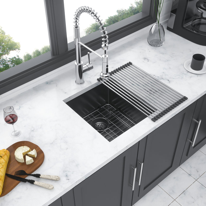 Gunmetal Black 15X17x10 Inch Kitchen Sink, 16 Gauge Stainless Steel, Oil- Surface, Extra Working Space, Included Installation Instruction Sink 15"X17"X10", Stainless, Strong And , X-Shaped Water