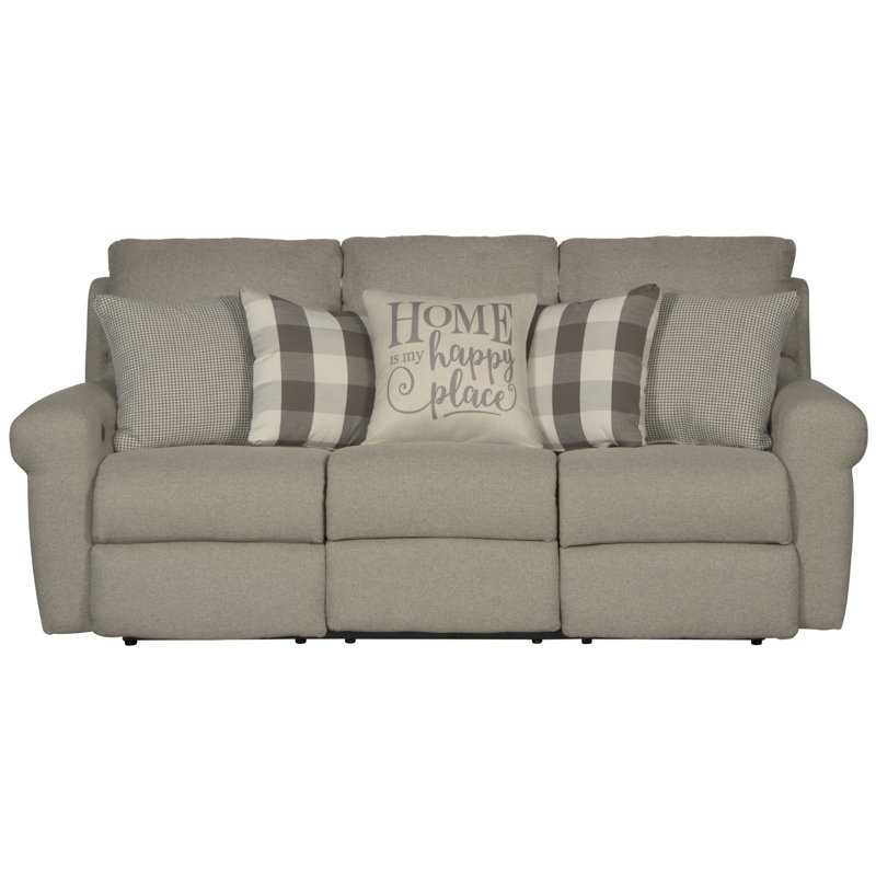 Aneeta Lay Flat Reclining Sofa, Gray, Manual