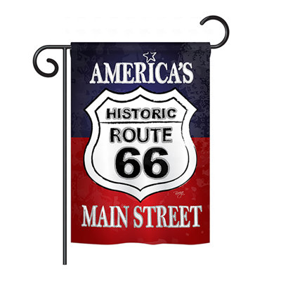 Drapeau de jardin en polyester Route 66