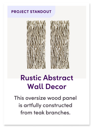 PROJECT STANDOUT. Rustic Abstract Wall Decor. This oversize wood panel is artfully constructed from teak branches.
