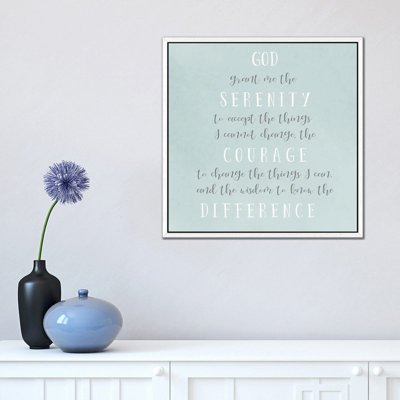 Serenity Prayer - Print on Canvas, White Framed, 45.72 cm H x 45.72 cm W