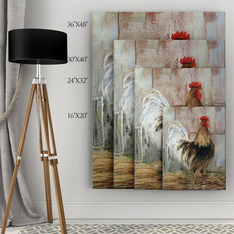 «Premium Farmhouse Rooster» par Sally Swatland, reproduction sur toile, H 24 po x l 32 po x P 1,5 po