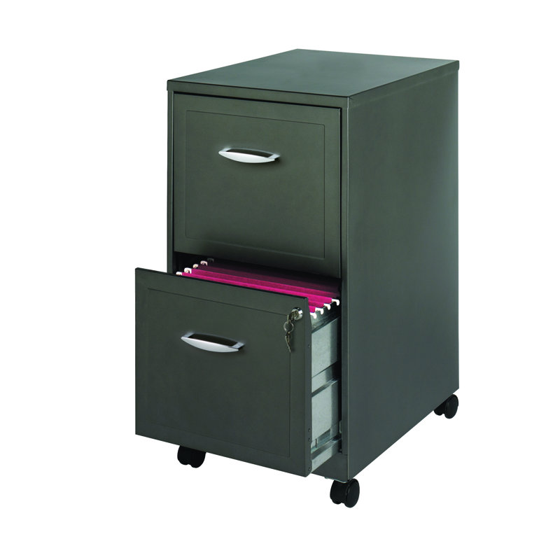 14.25'' Wide 2 -Drawer Mobile Steel File Cabinet