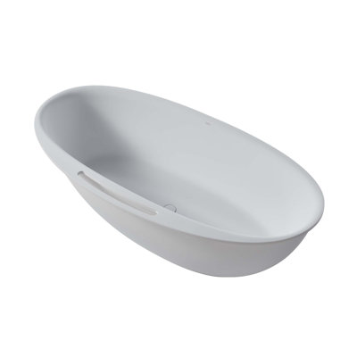 Stone Resin Flatbottom Solid Surface Freestanding Soaking Bathtub With Brass Drain