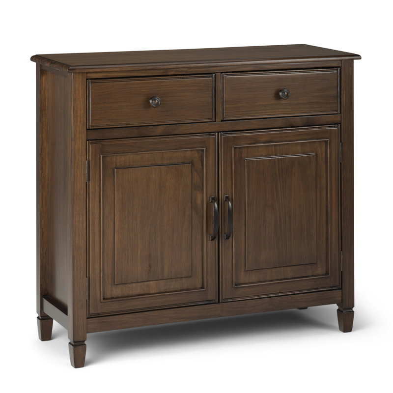 Connaught 40"W Solid Wood 2-Shelf Entryway Storage Cabinet with 2 Storage Drawers, Rustic Natural Aged Brown