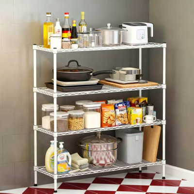 Multi Purpose Metal Storage Rack,4-Tier Adjustable Heavy-Duty Wire Shelving Units