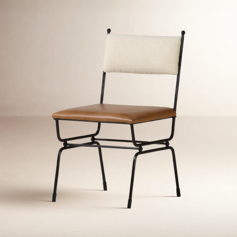 Posta Dining Chair Beige, Brown Top Grain Leather