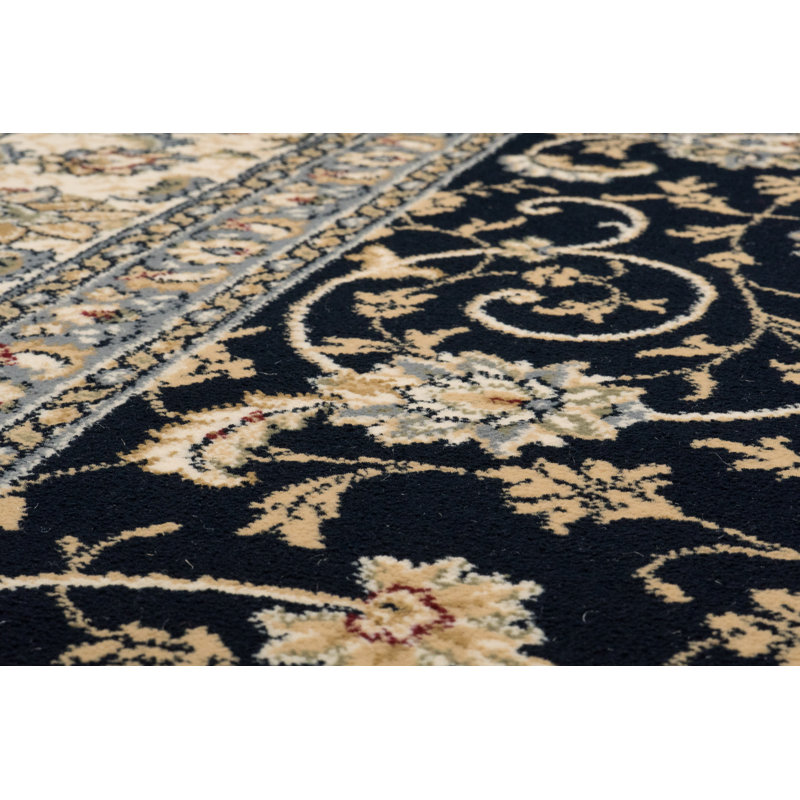 Tapis bleu/ivoire Attell, Rectangle 5 pi 3 po x 7 pi 7 po