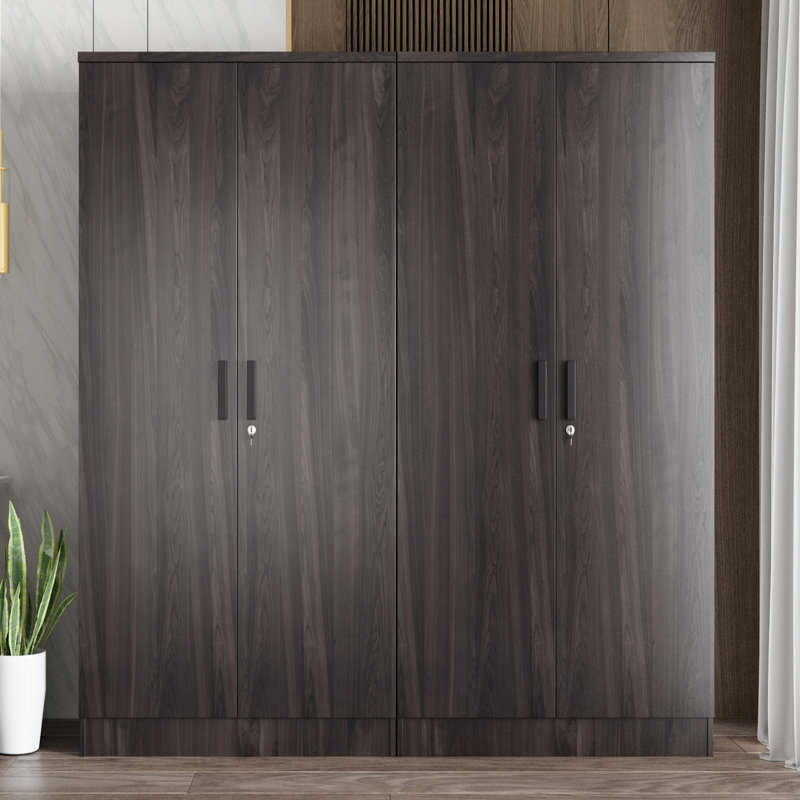 Double Wardrobe With 4 Slim Door!, Tobacco