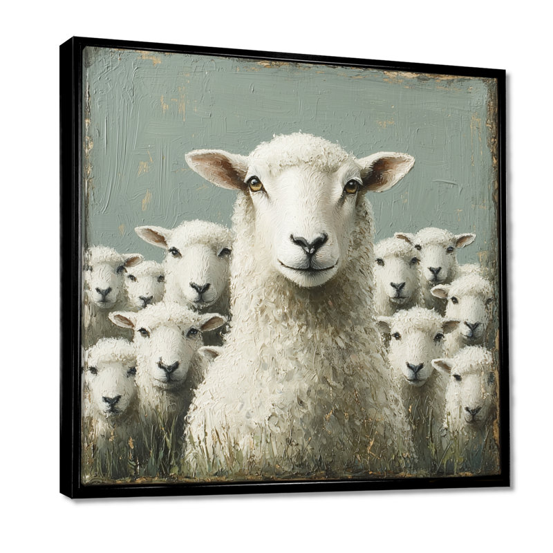Portrait de famille des moutons, Despres Minimalisme, Impression encadrée flottante, Noir, noir, noir, noir