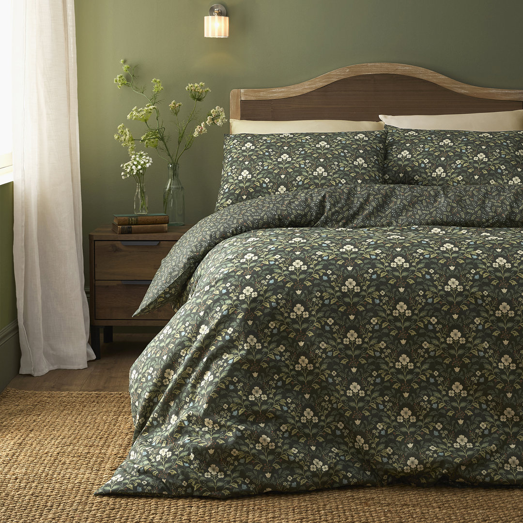 D & D Heritage Floral Duvet Cover Set Green
