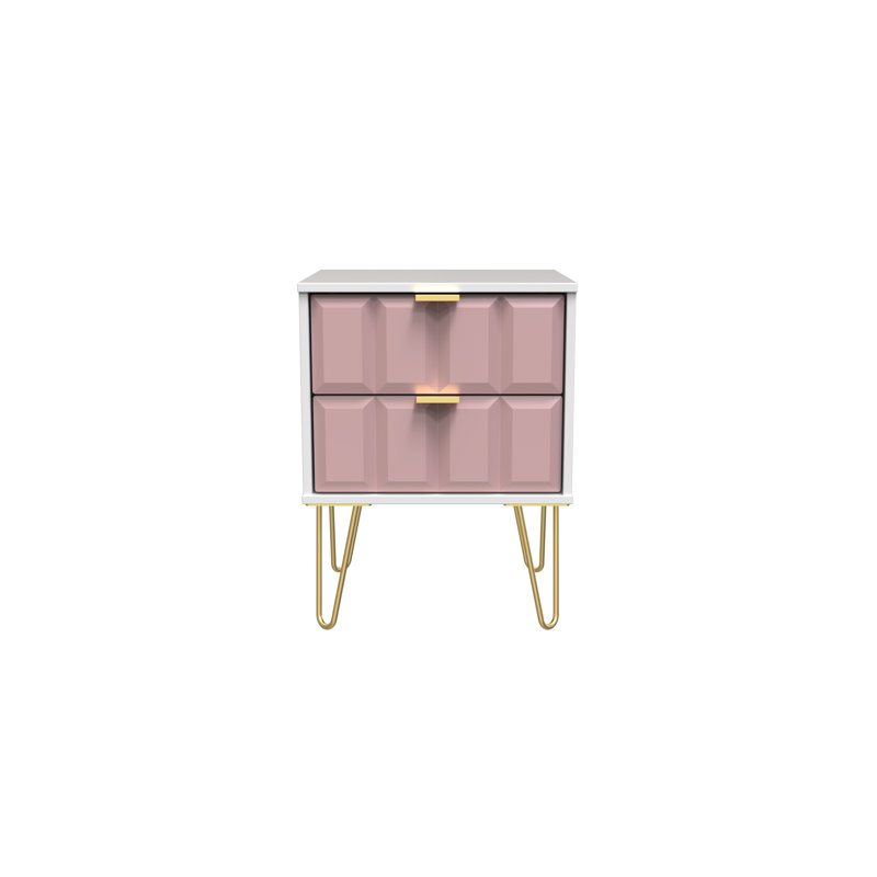 Allem 2 Drawer Bedside Cabinet (Ready Assembled), Kobe Pink/White
