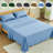 4 Piece Twin Size Sheet Set, 100% Rayon Derived from Bamboo Sheet Set, Cooling & Breathable, Luxury Silky Soft, Deep Pocket up to 16", Blue-122871992-122871996