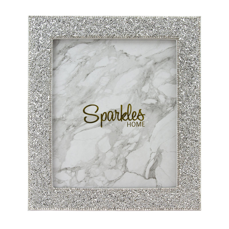 Sparkling Silver Rhinestone 8x10 Tabletop Glass Picture Frame
