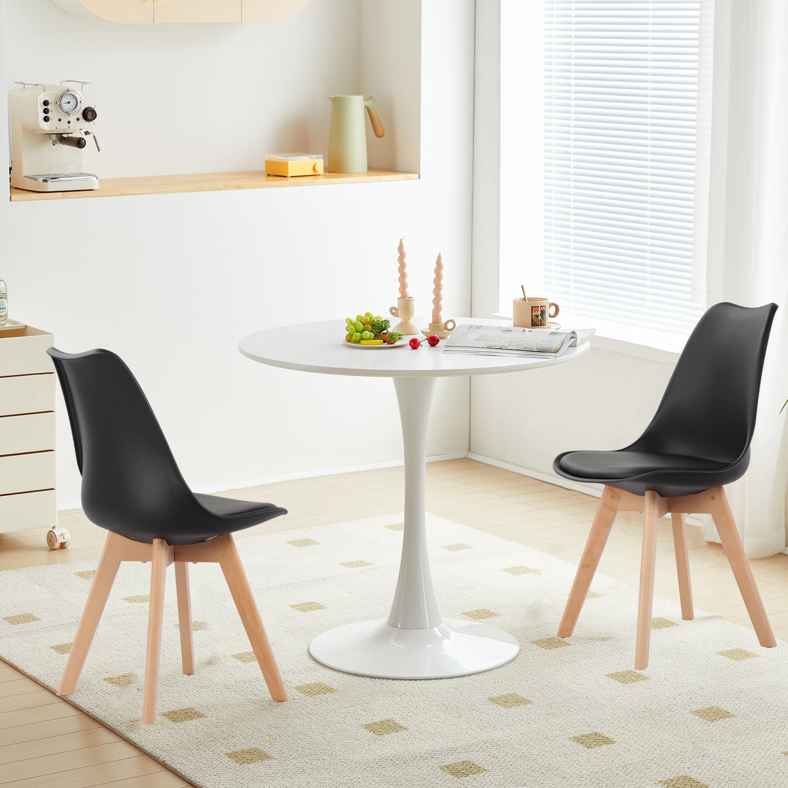 Oliver 2Person Dining Table Set, Compact Dining Set (White And